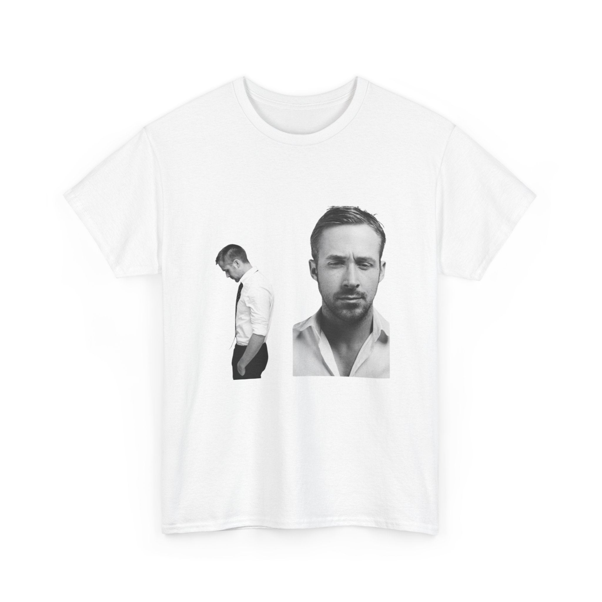 Portrait Photo Tee — Minimalist Black & White Face Print T-Shirt