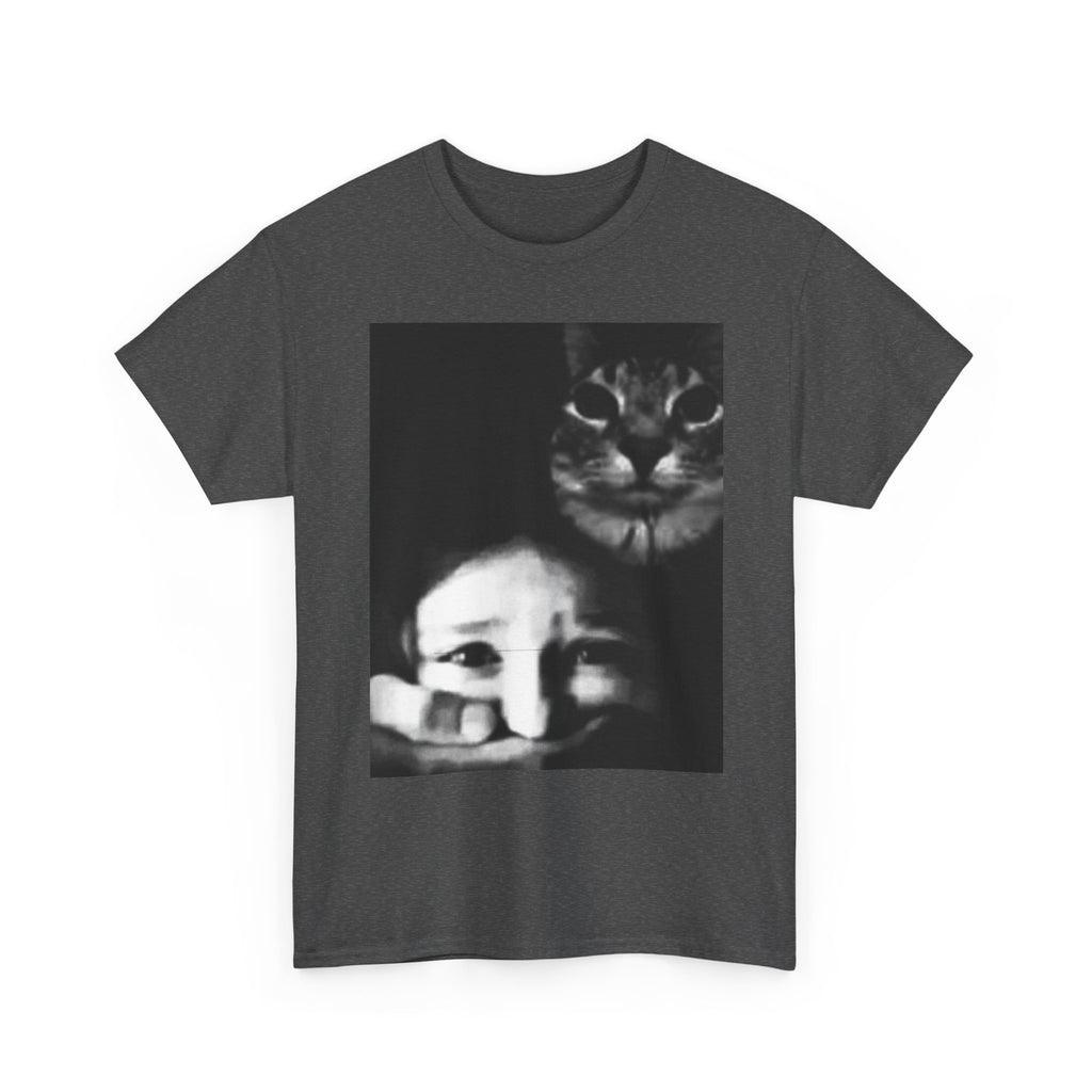 Graphic Tee — Noir Photo Cat & Mask Portrait T-Shirt