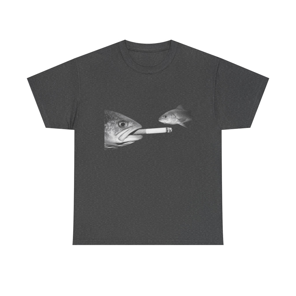 Fish Smoking Joke T-Shirt — Surreal Fish with Cigarette Graphic