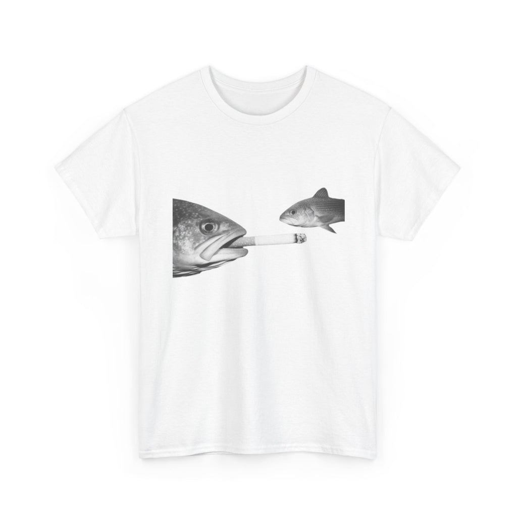 Fish Smoking Joke T-Shirt — Surreal Fish with Cigarette Graphic