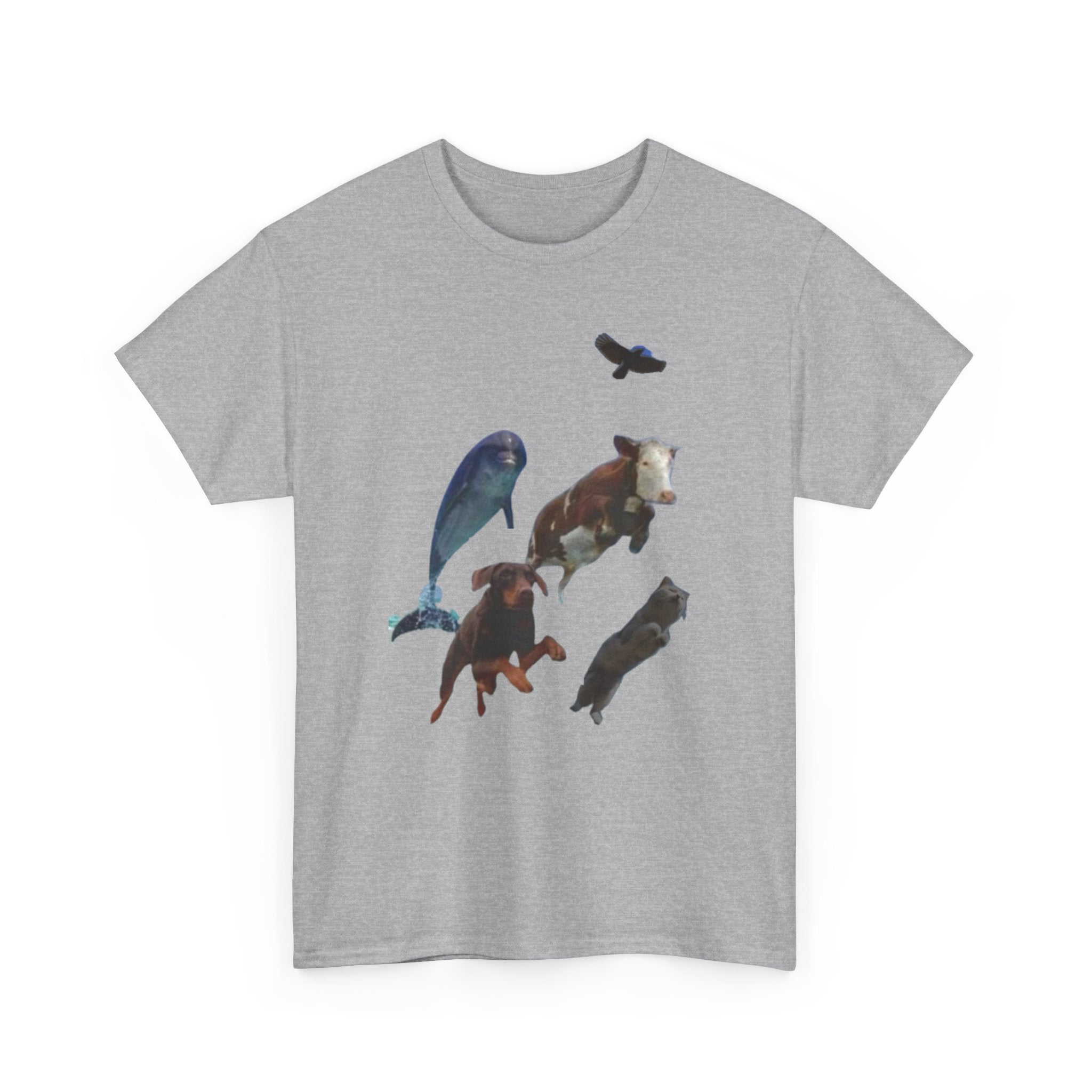 Animal Silhouette Collage Tee — Whale, Bear, Fox & Bird Graphic T-Shirt
