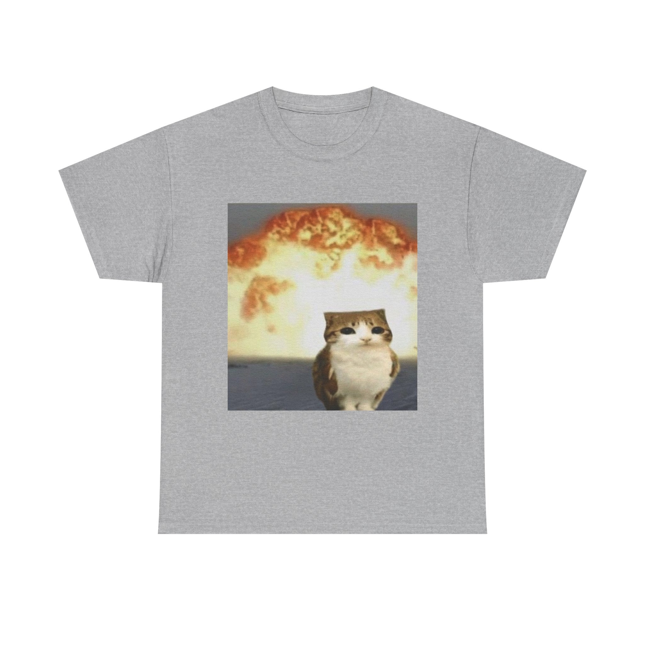 Cat Explosion T‑Shirt — Cute Cat Meme Tee with Nuclear Blast Graphic