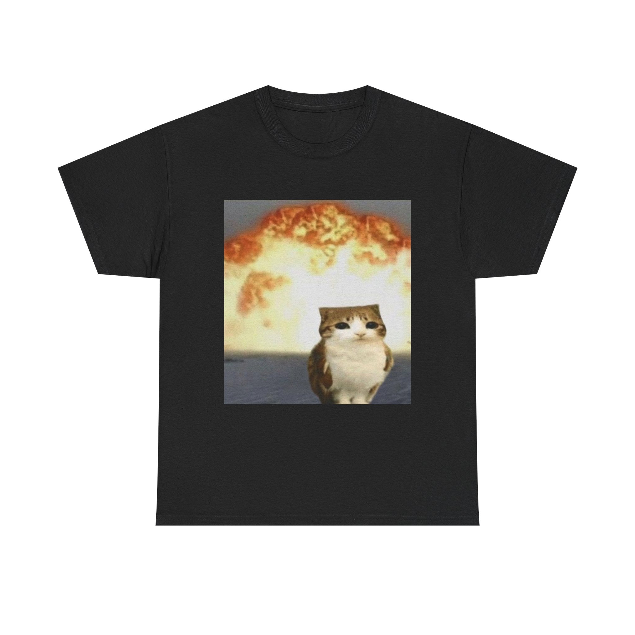 Cat Explosion T‑Shirt — Cute Cat Meme Tee with Nuclear Blast Graphic