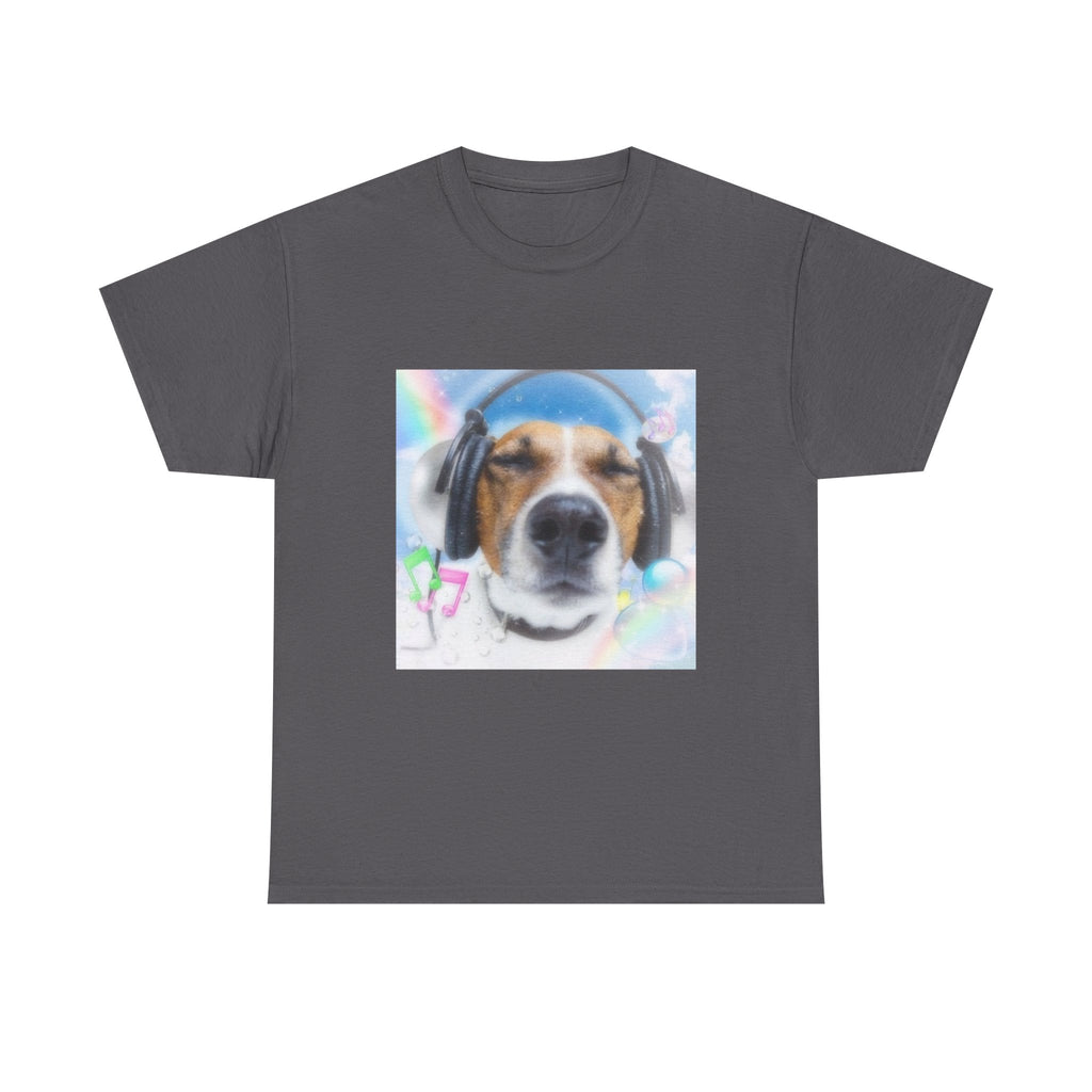 Cute Dog Headphones T‑Shirt — Relaxed Pup Graphic Tee