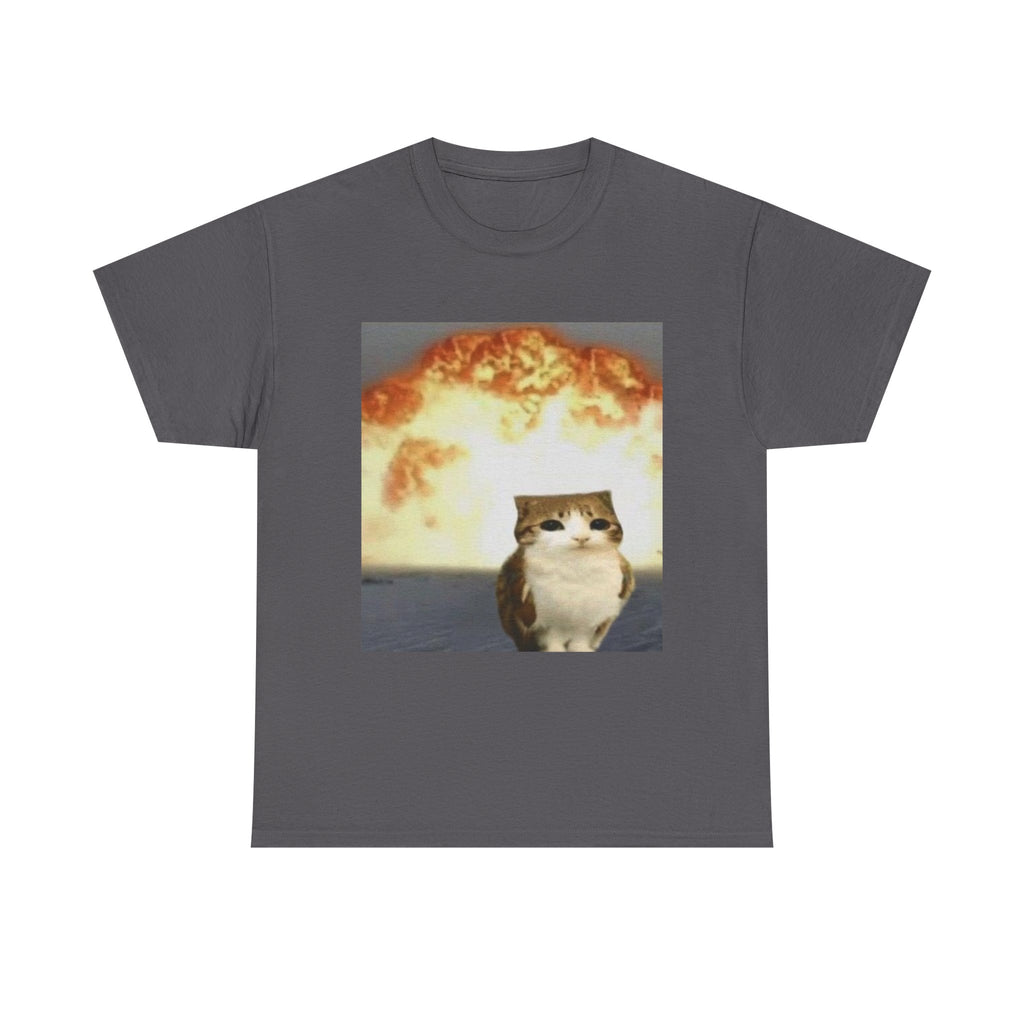 Cat Explosion T‑Shirt — Cute Cat Meme Tee with Nuclear Blast Graphic