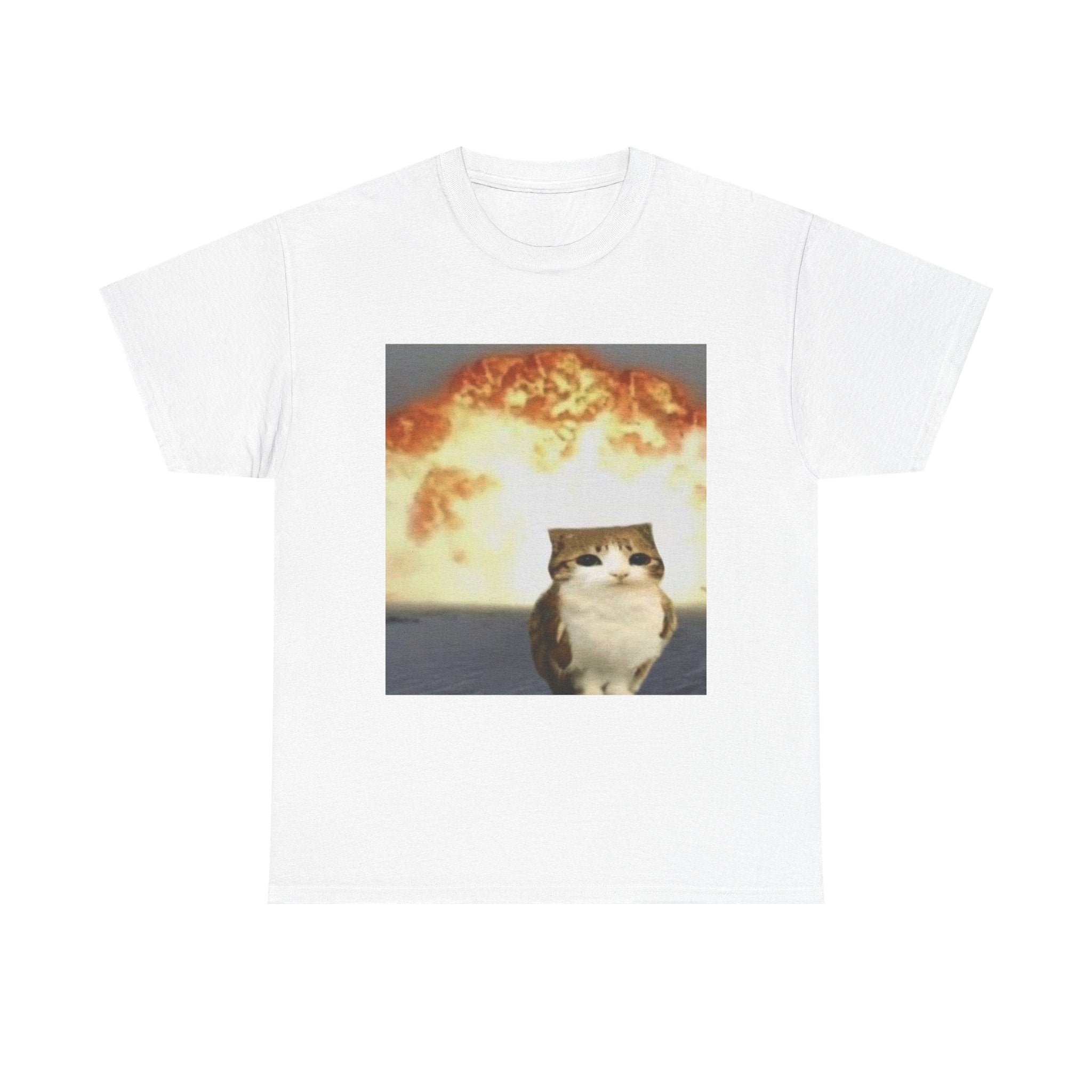Cat Explosion T‑Shirt — Cute Cat Meme Tee with Nuclear Blast Graphic
