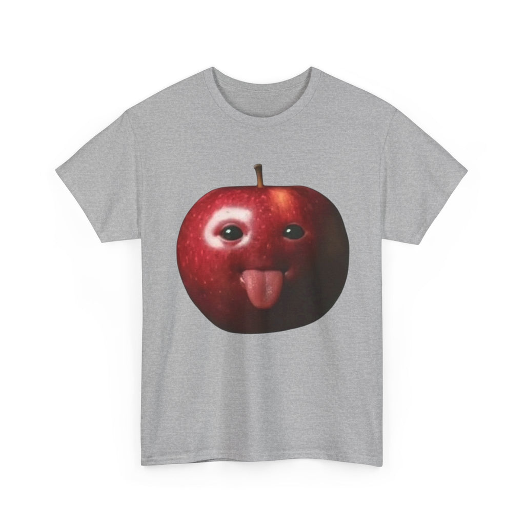 Funny Tongue-Out Apple T-Shirt — Cute Fruit Face Graphic Tee