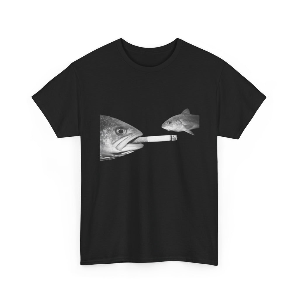 Fish Smoking Joke T-Shirt — Surreal Fish with Cigarette Graphic
