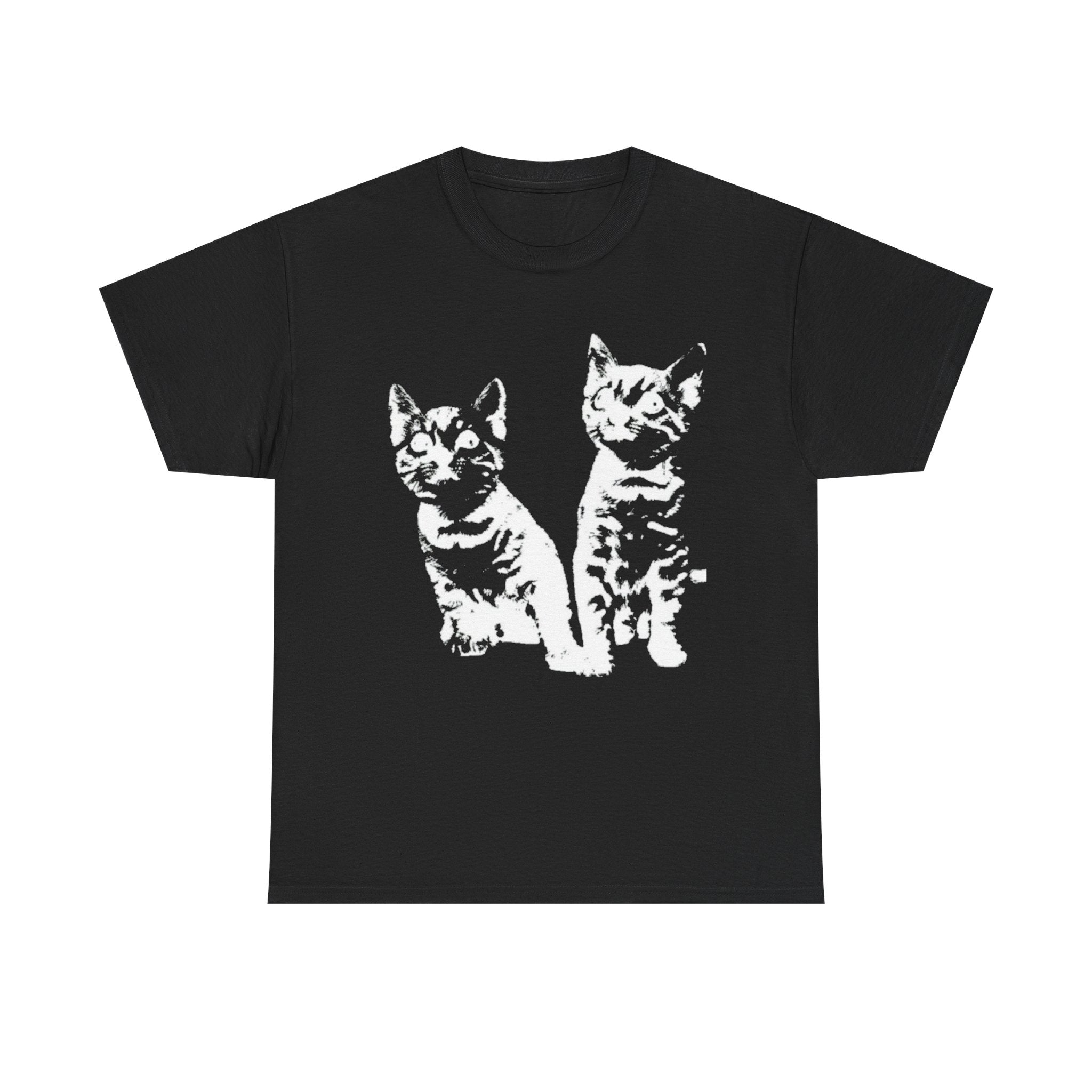 Cute Kittens T-Shirt – Vintage Cat Graphic Tee, Aesthetic Twin Cats Shirt, Adorable Pet Lover Gift, Retro Feline Print Tee for Men & Women