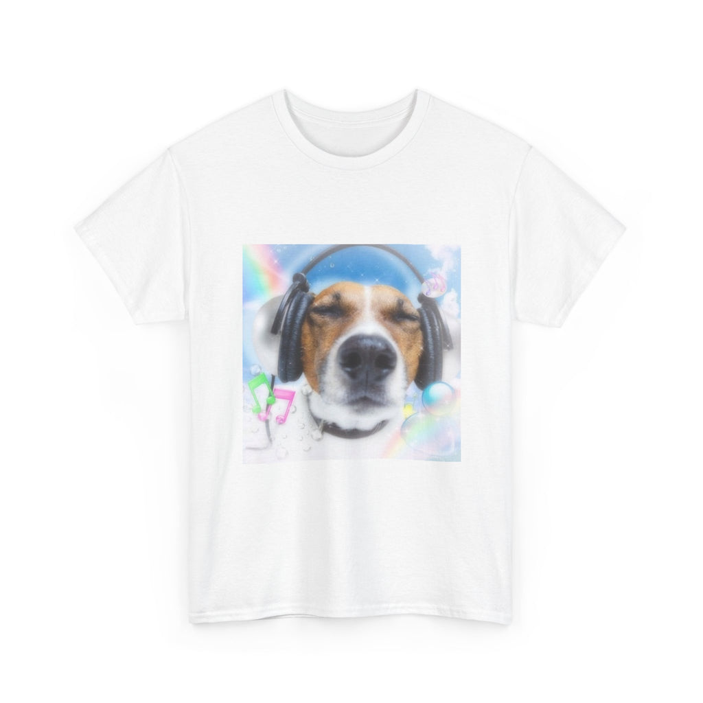 Cute Dog Headphones T‑Shirt — Relaxed Pup Graphic Tee