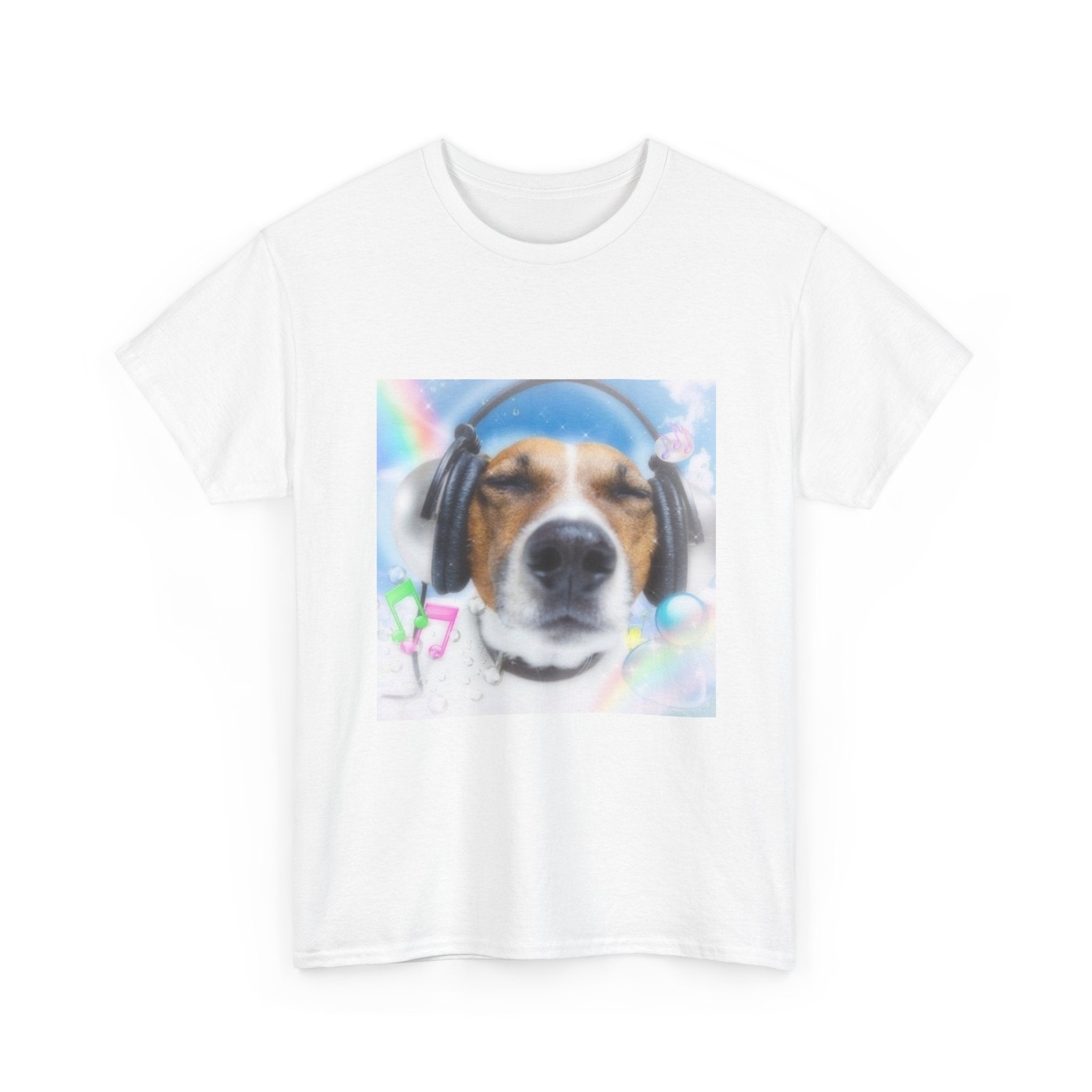 Cute Dog Headphones T‑Shirt — Relaxed Pup Graphic Tee
