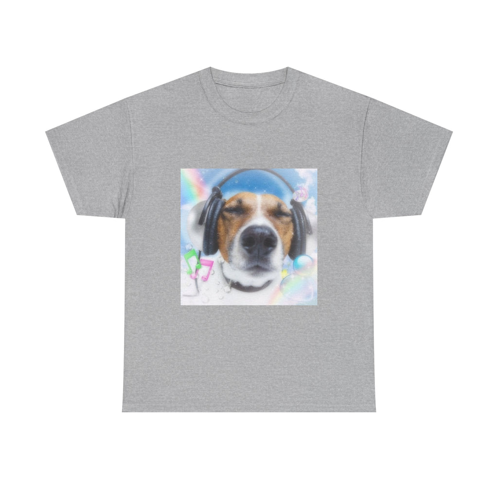 Cute Dog Headphones T‑Shirt — Relaxed Pup Graphic Tee