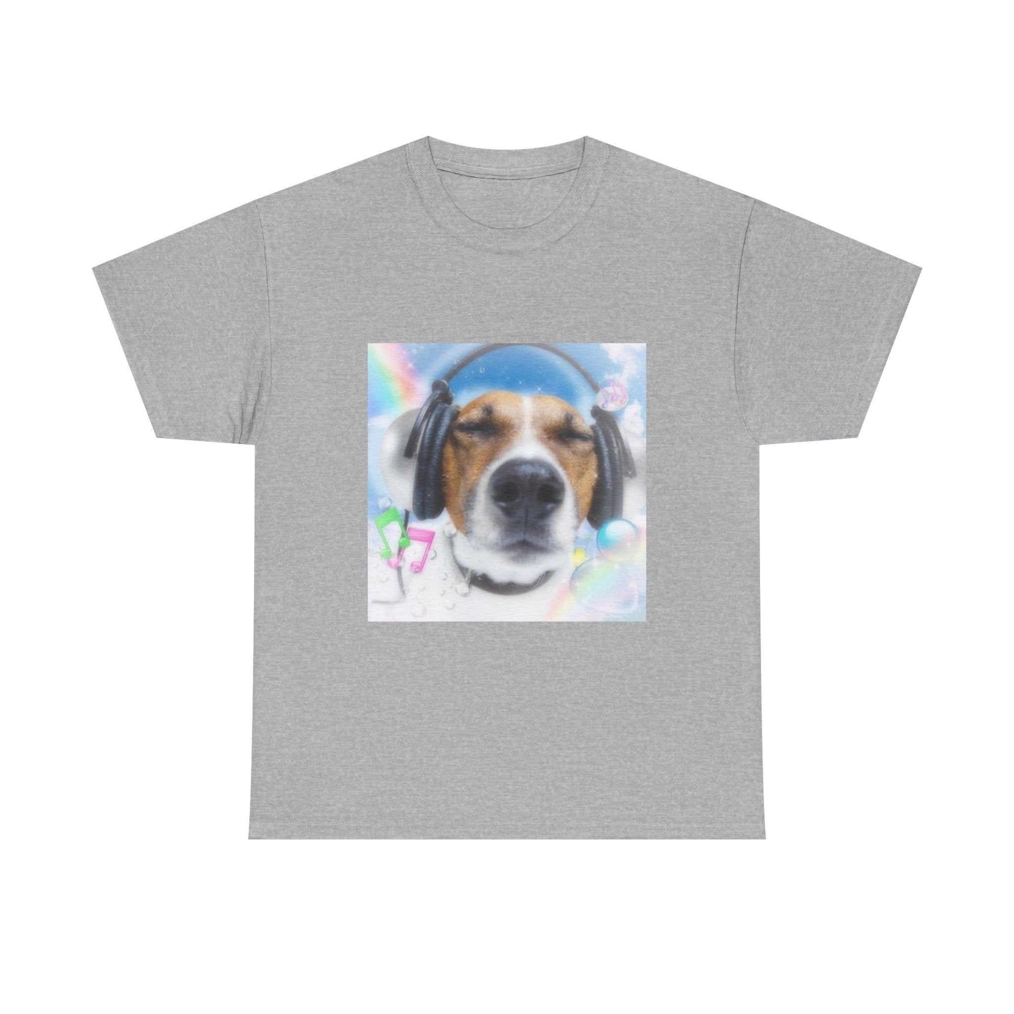 Cute Dog Headphones T‑Shirt — Relaxed Pup Graphic Tee