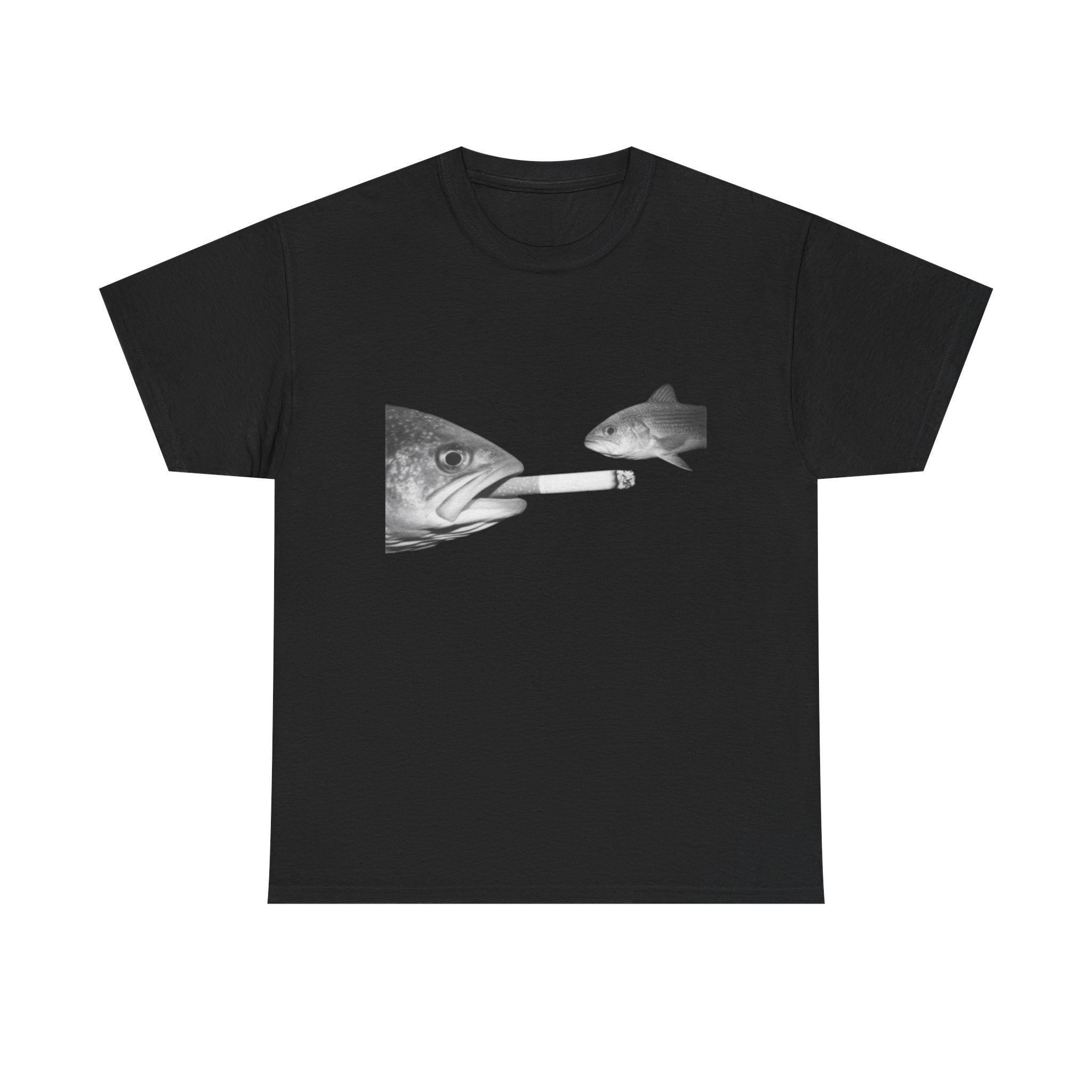Fish Smoking Joke T-Shirt — Surreal Fish with Cigarette Graphic