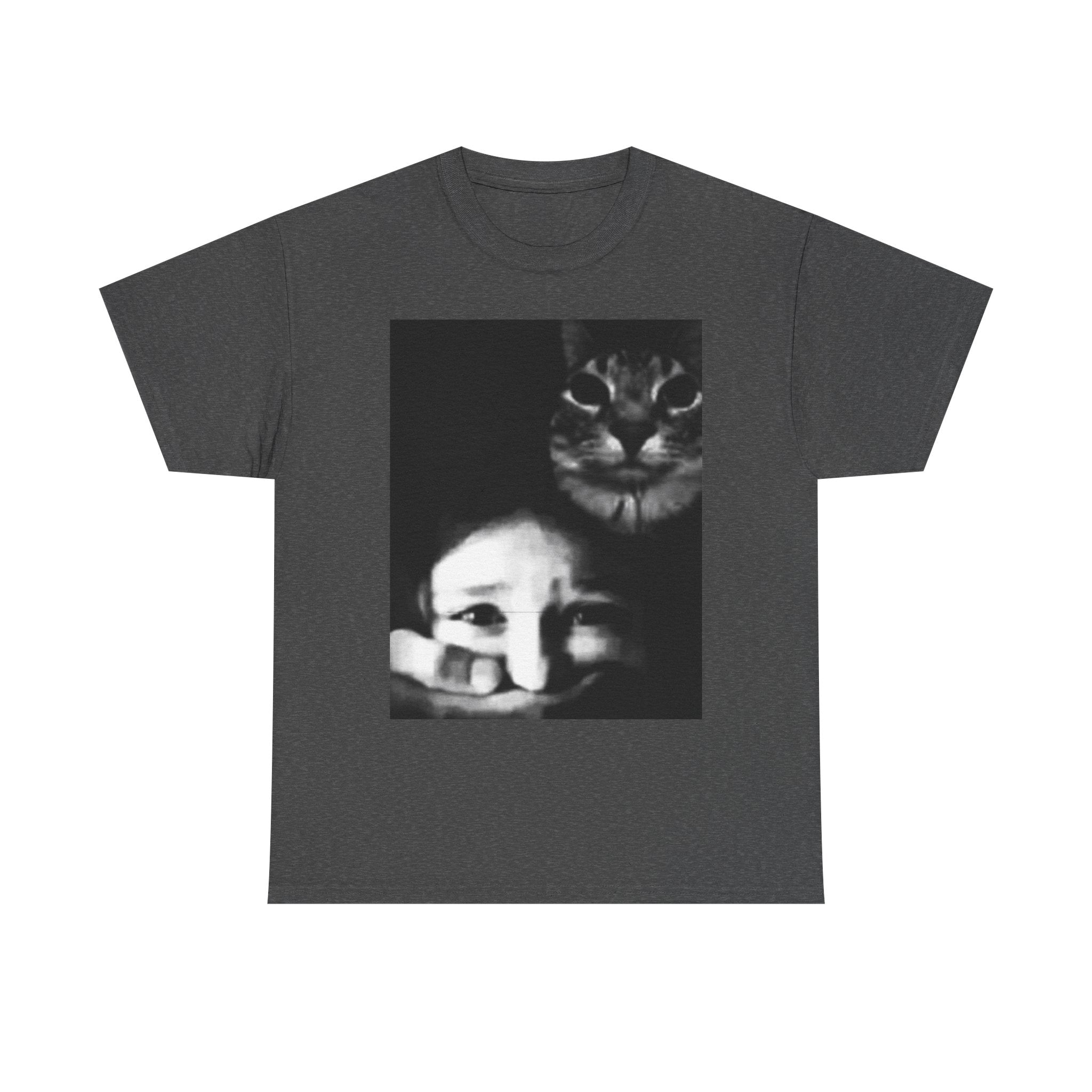 Graphic Tee — Noir Photo Cat & Mask Portrait T-Shirt