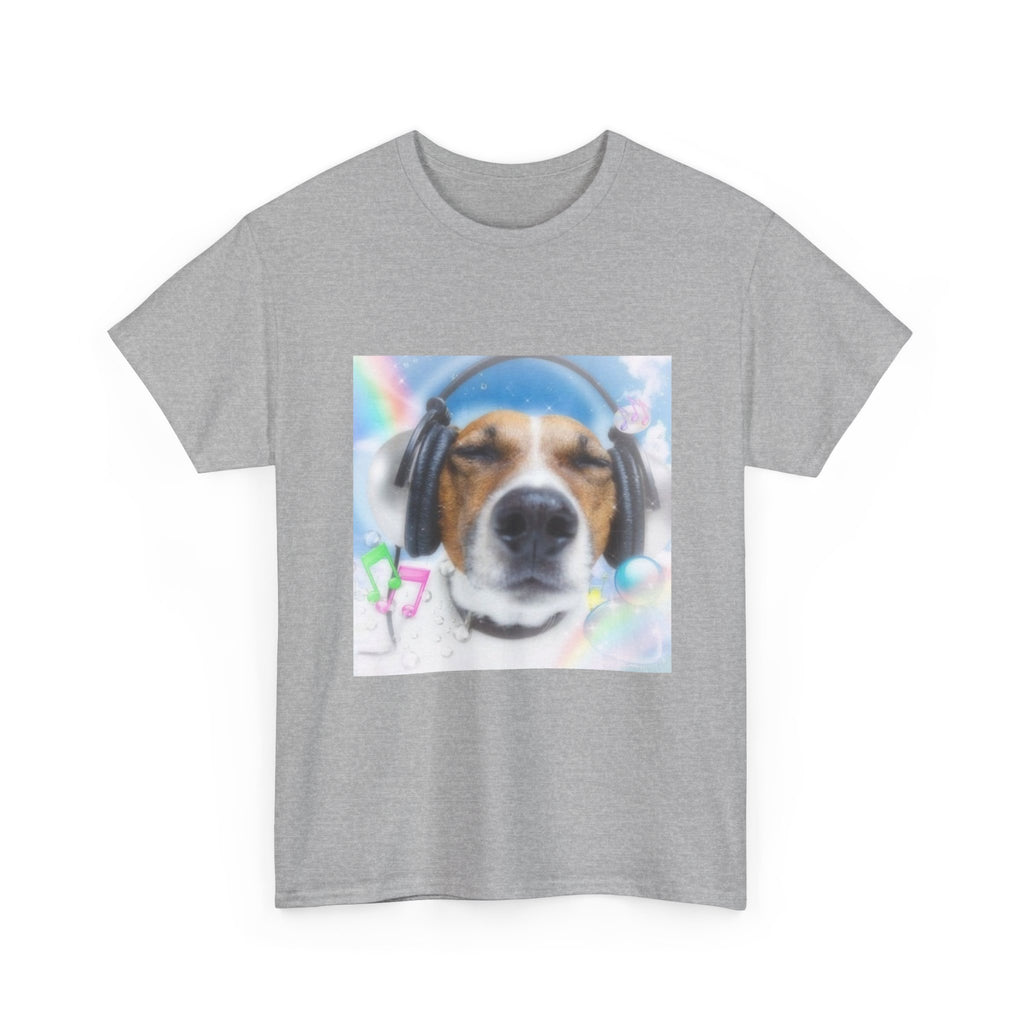Cute Dog Headphones T‑Shirt — Relaxed Pup Graphic Tee
