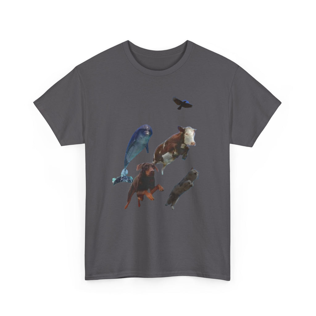 Animal Silhouette Collage Tee — Whale, Bear, Fox & Bird Graphic T-Shirt