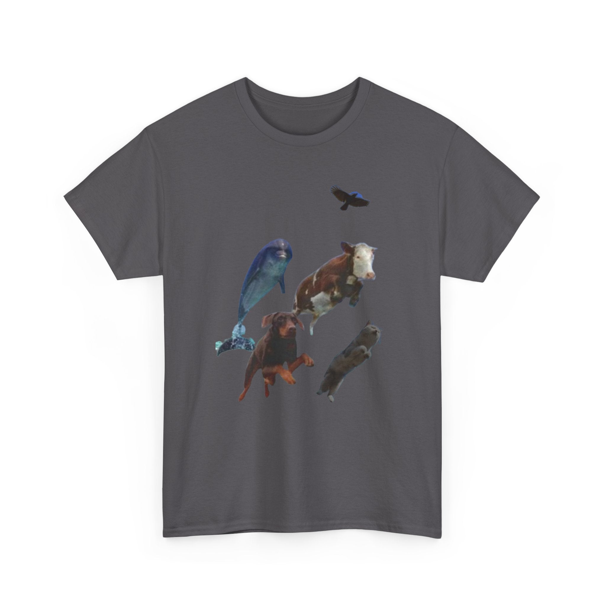 Animal Silhouette Collage Tee — Whale, Bear, Fox & Bird Graphic T-Shirt