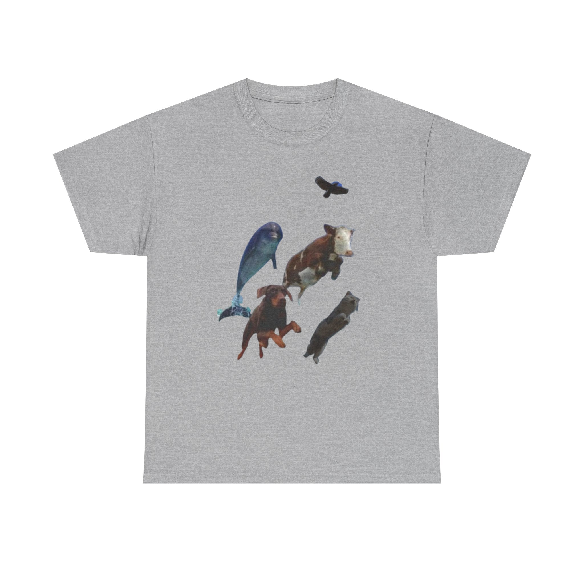 Animal Silhouette Collage Tee — Whale, Bear, Fox & Bird Graphic T-Shirt