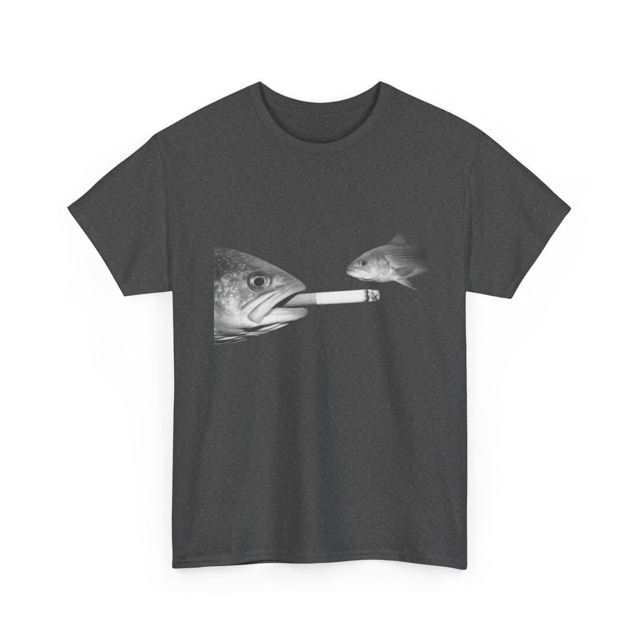 Fish Smoking Joke T-Shirt — Surreal Fish with Cigarette Graphic
