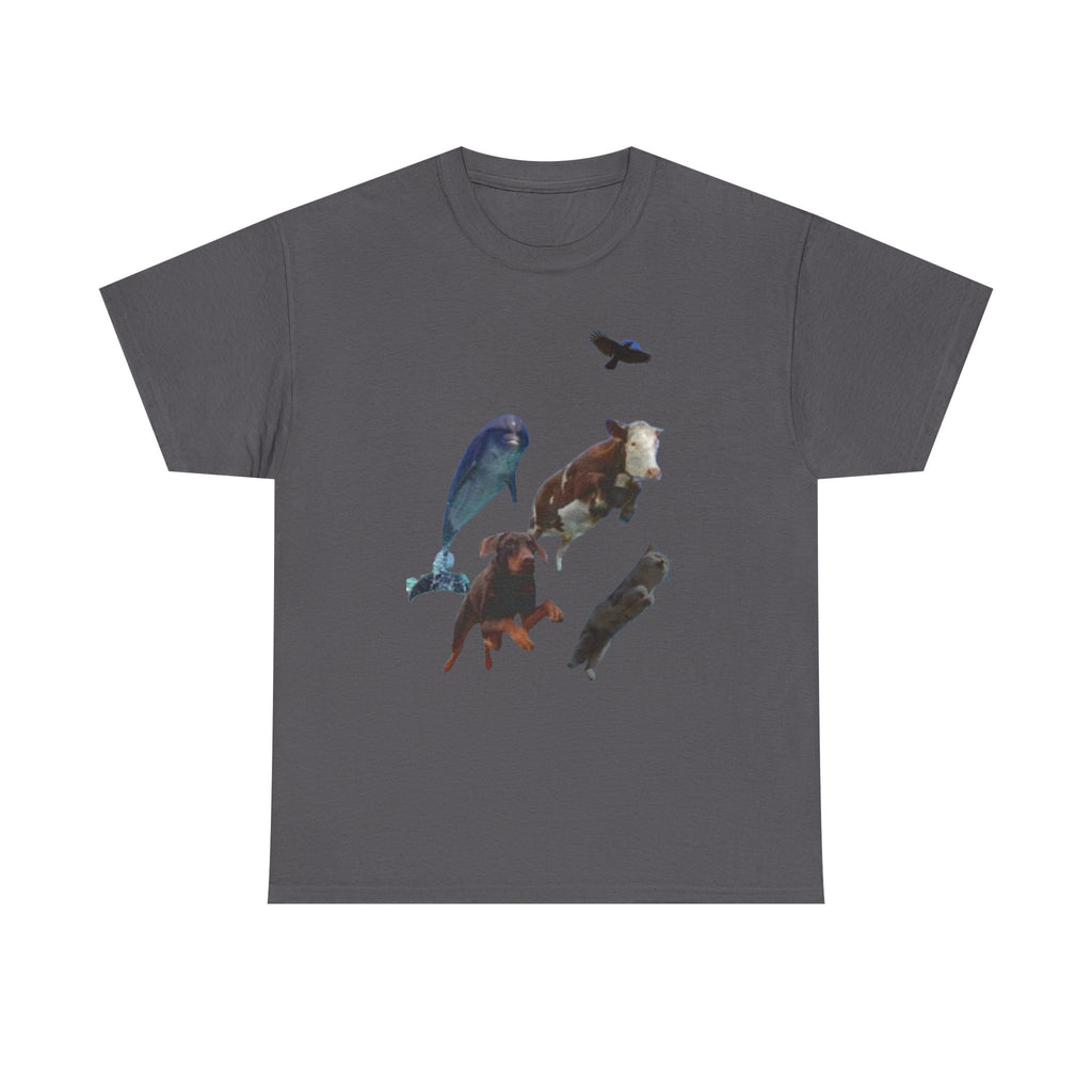 Animal Silhouette Collage Tee — Whale, Bear, Fox & Bird Graphic T-Shirt