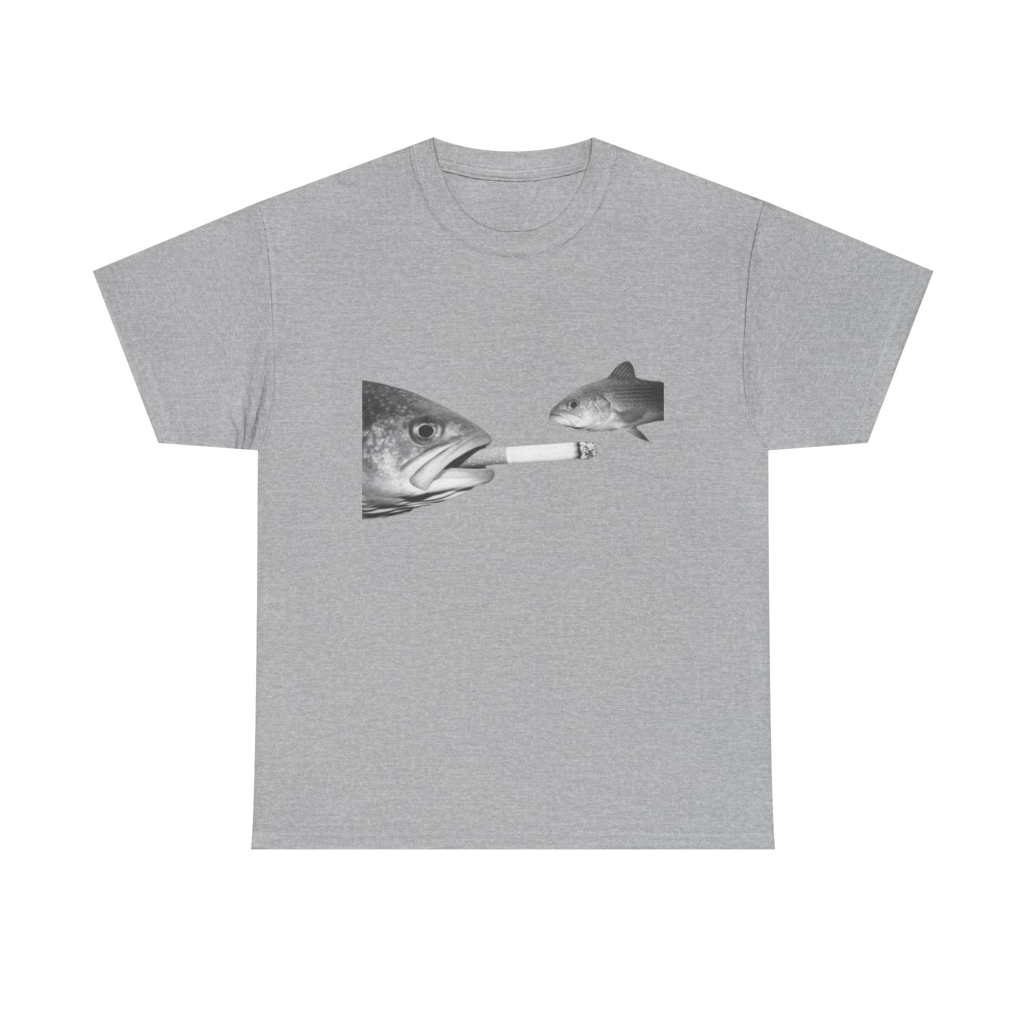 Fish Smoking Joke T-Shirt — Surreal Fish with Cigarette Graphic