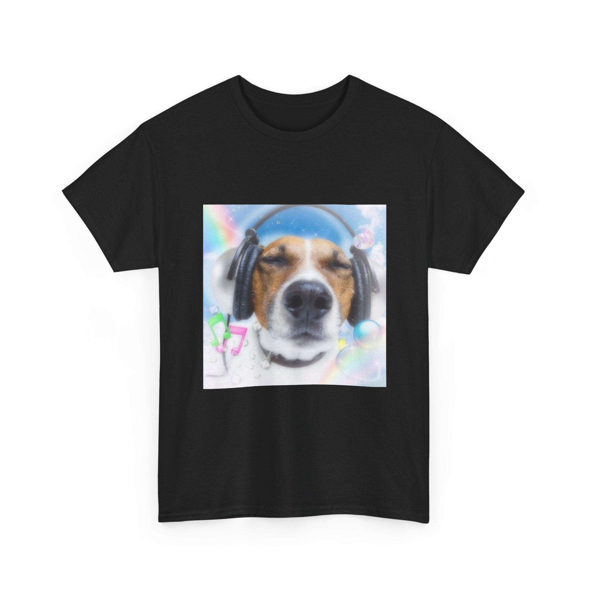 Cute Dog Headphones T‑Shirt — Relaxed Pup Graphic Tee