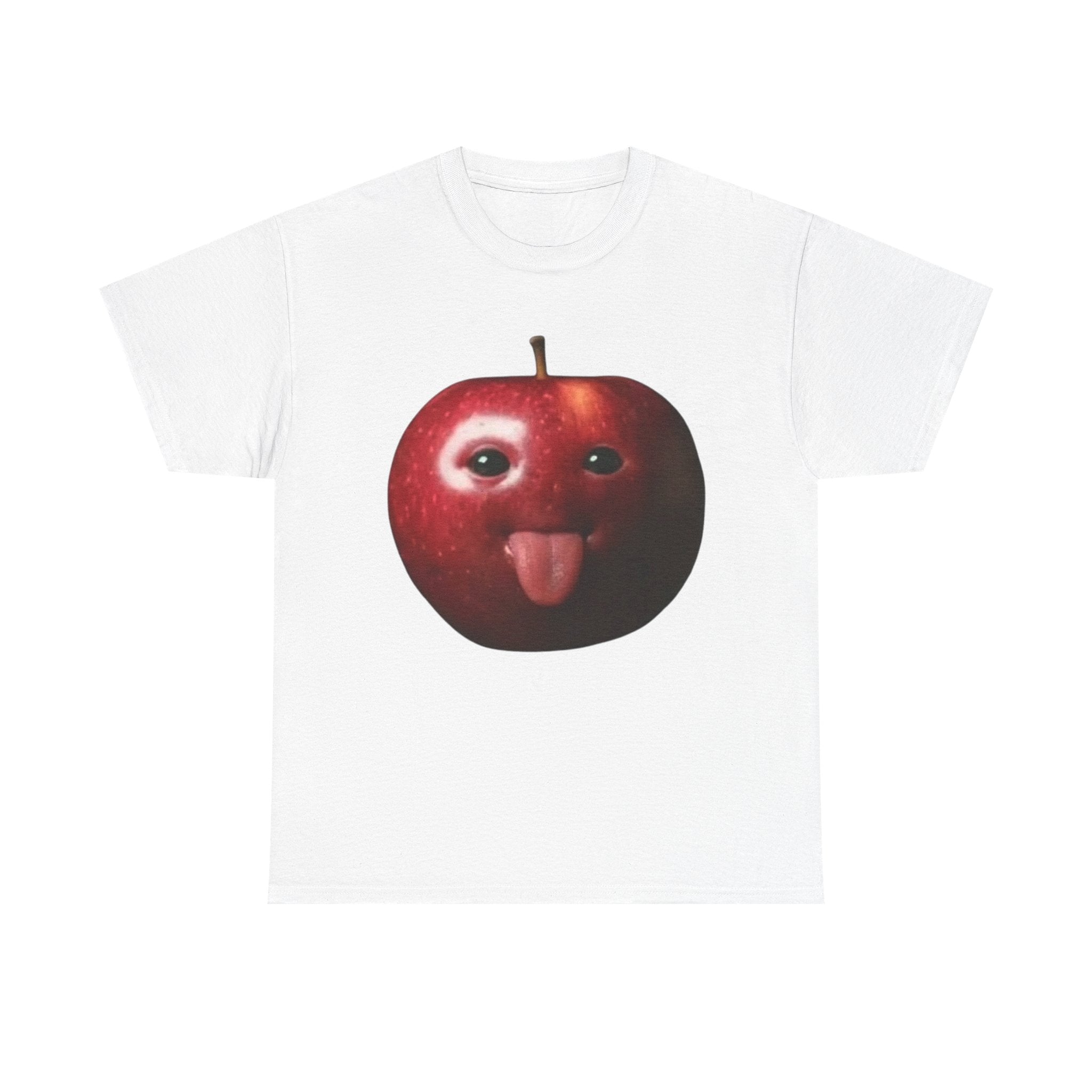 Funny Tongue-Out Apple T-Shirt — Cute Fruit Face Graphic Tee