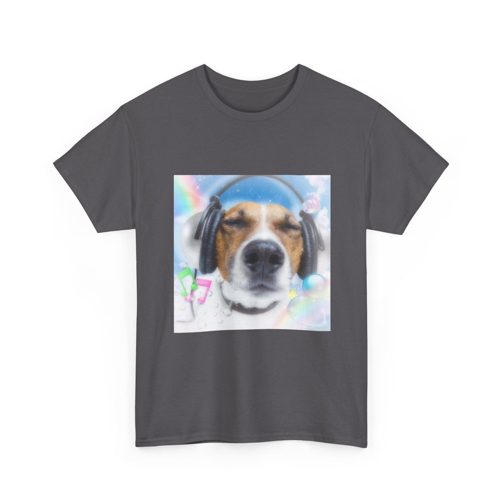 Cute Dog Headphones T‑Shirt — Relaxed Pup Graphic Tee