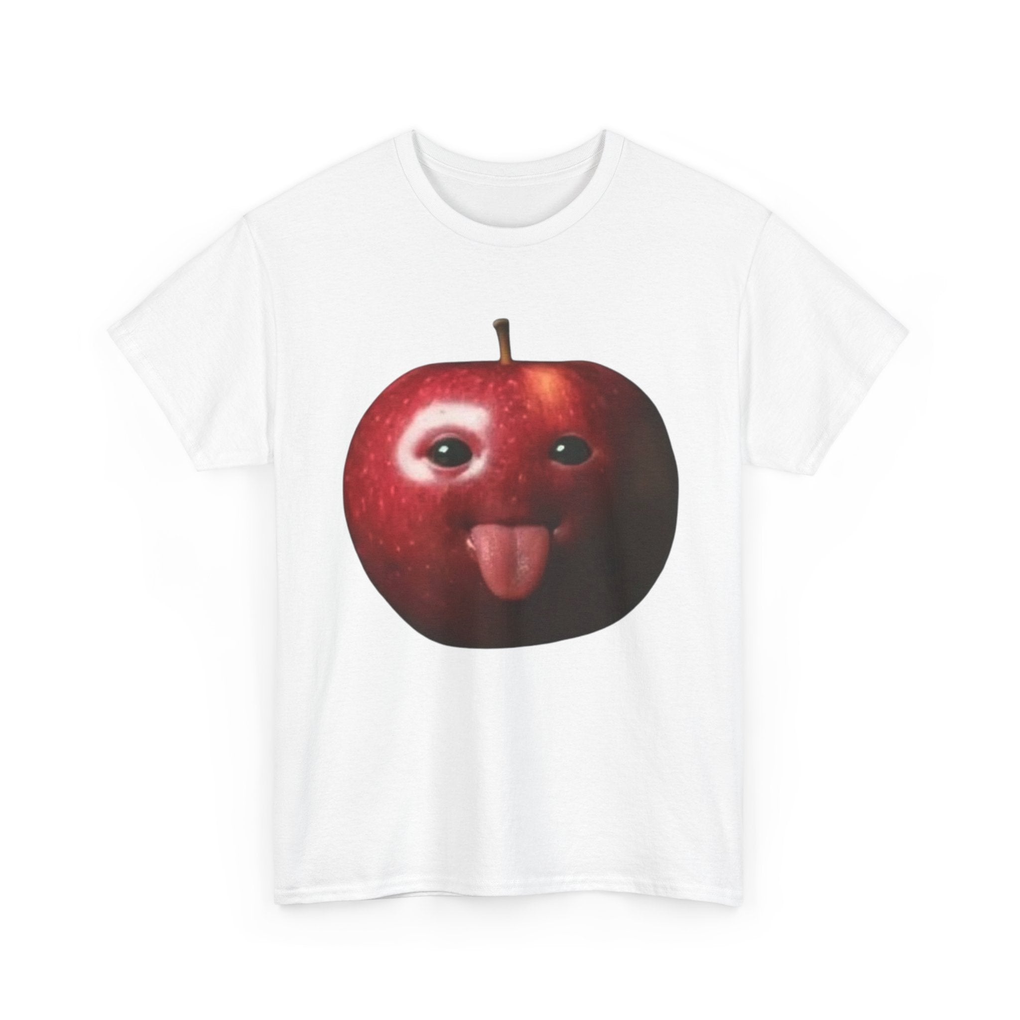 Funny Tongue-Out Apple T-Shirt — Cute Fruit Face Graphic Tee