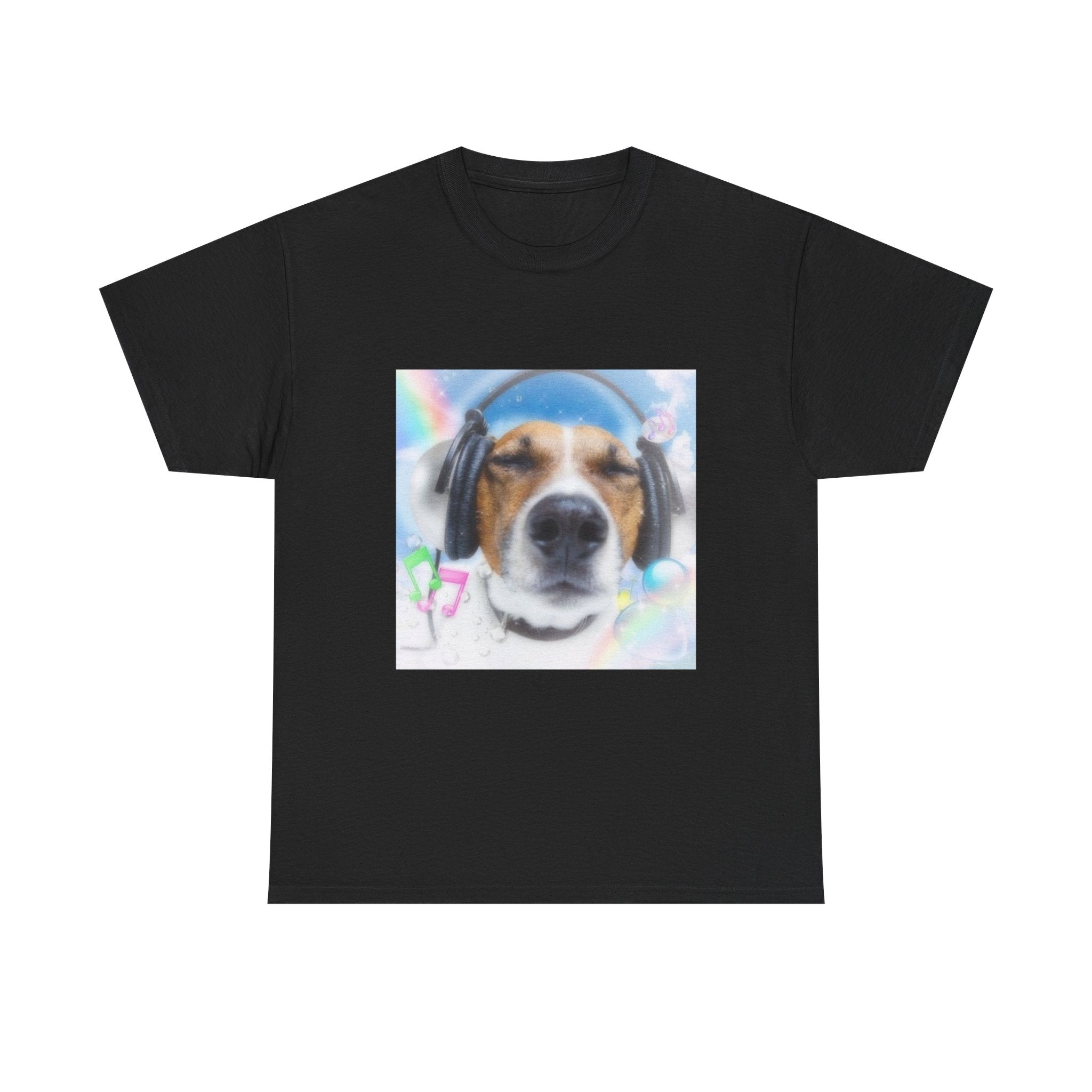 Cute Dog Headphones T‑Shirt — Relaxed Pup Graphic Tee