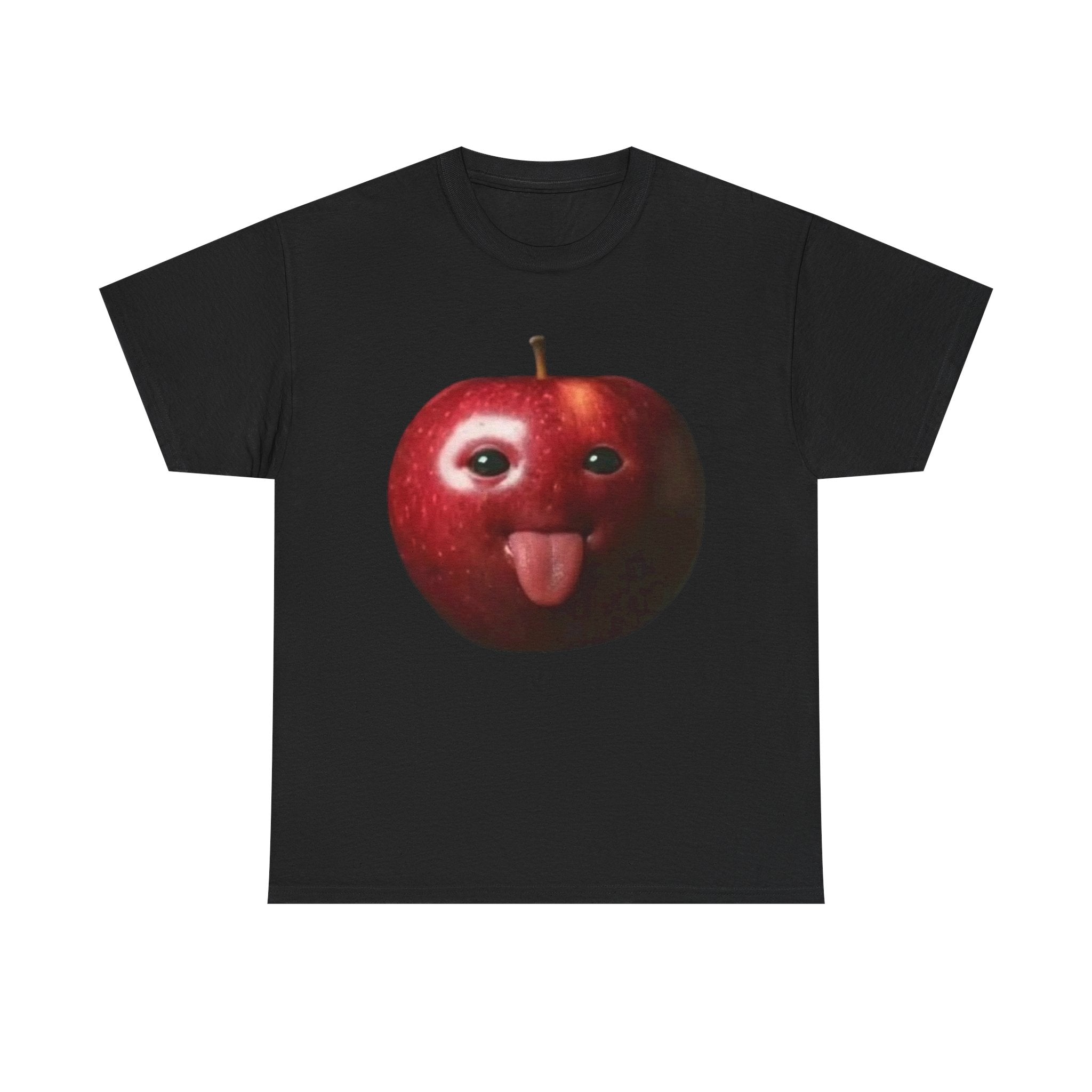 Funny Tongue-Out Apple T-Shirt — Cute Fruit Face Graphic Tee
