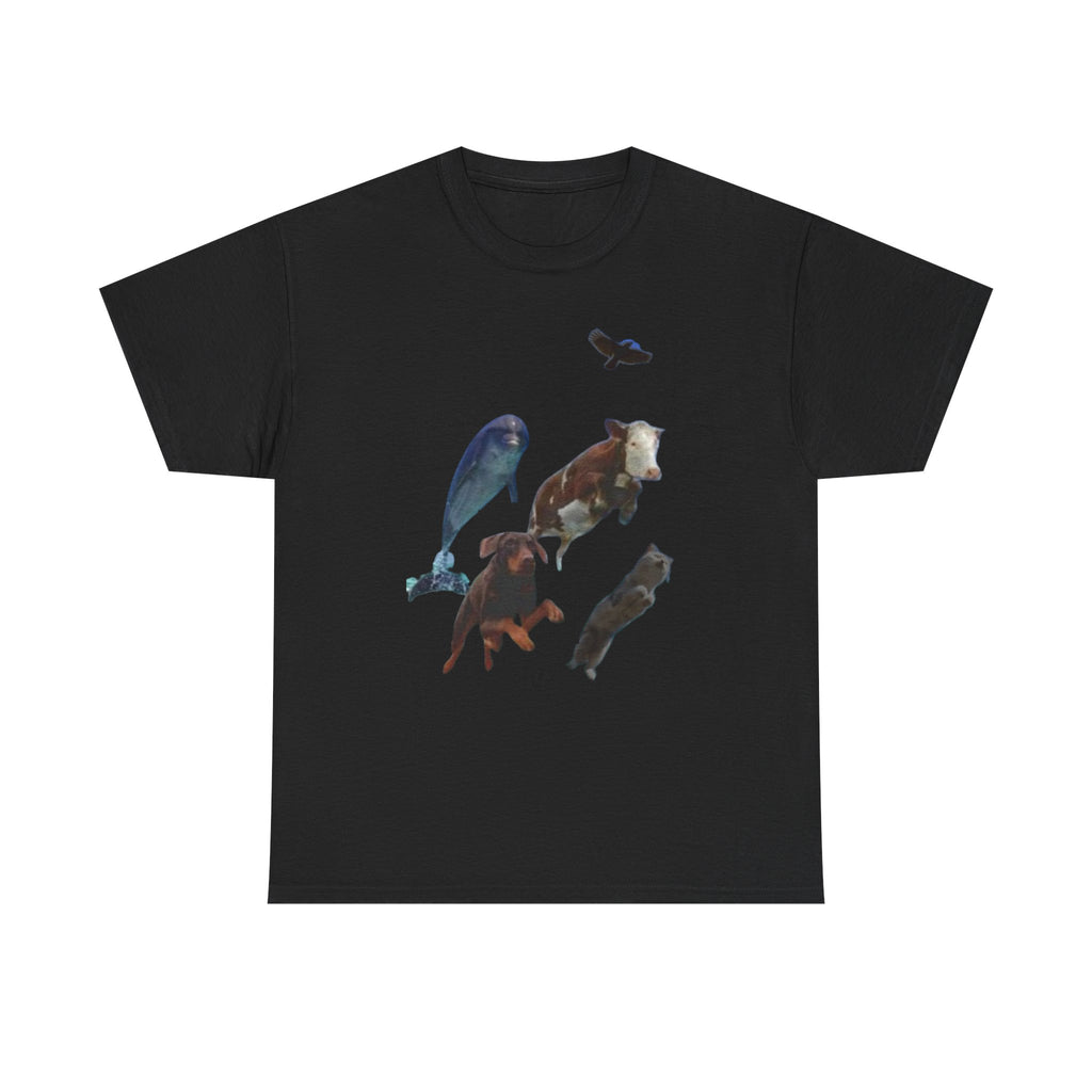 Animal Silhouette Collage Tee — Whale, Bear, Fox & Bird Graphic T-Shirt